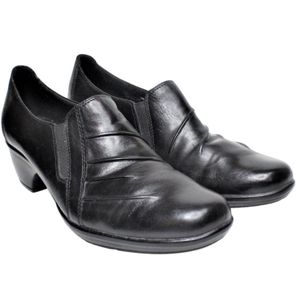 CLARKS Leather Bootie Slip-on Partridge Pleated Round Toe Style 89487 Size 9.5